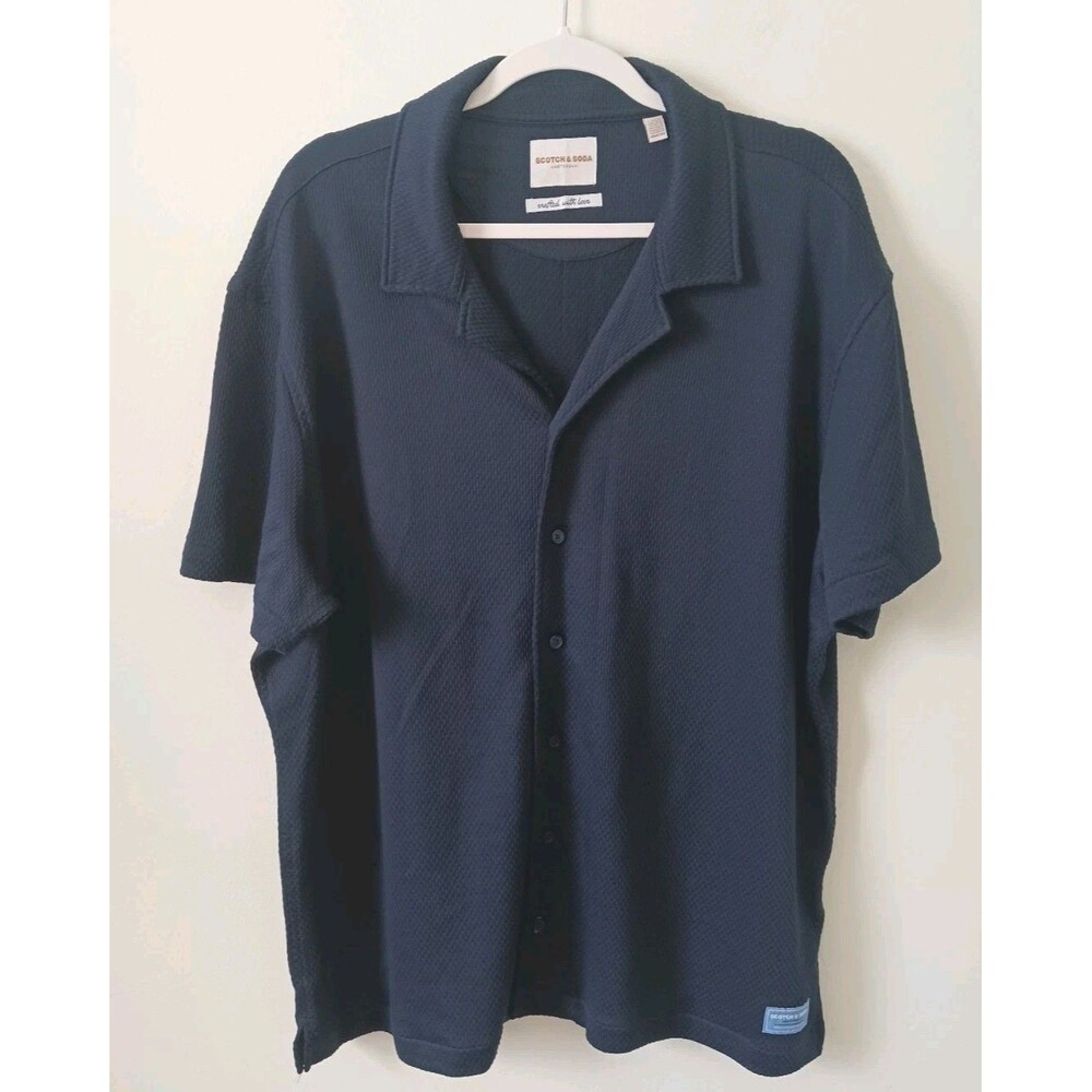 Scotch & Soda Amsterdam Mens Blue Polo Shirt Short‎ Sleeve Size XL